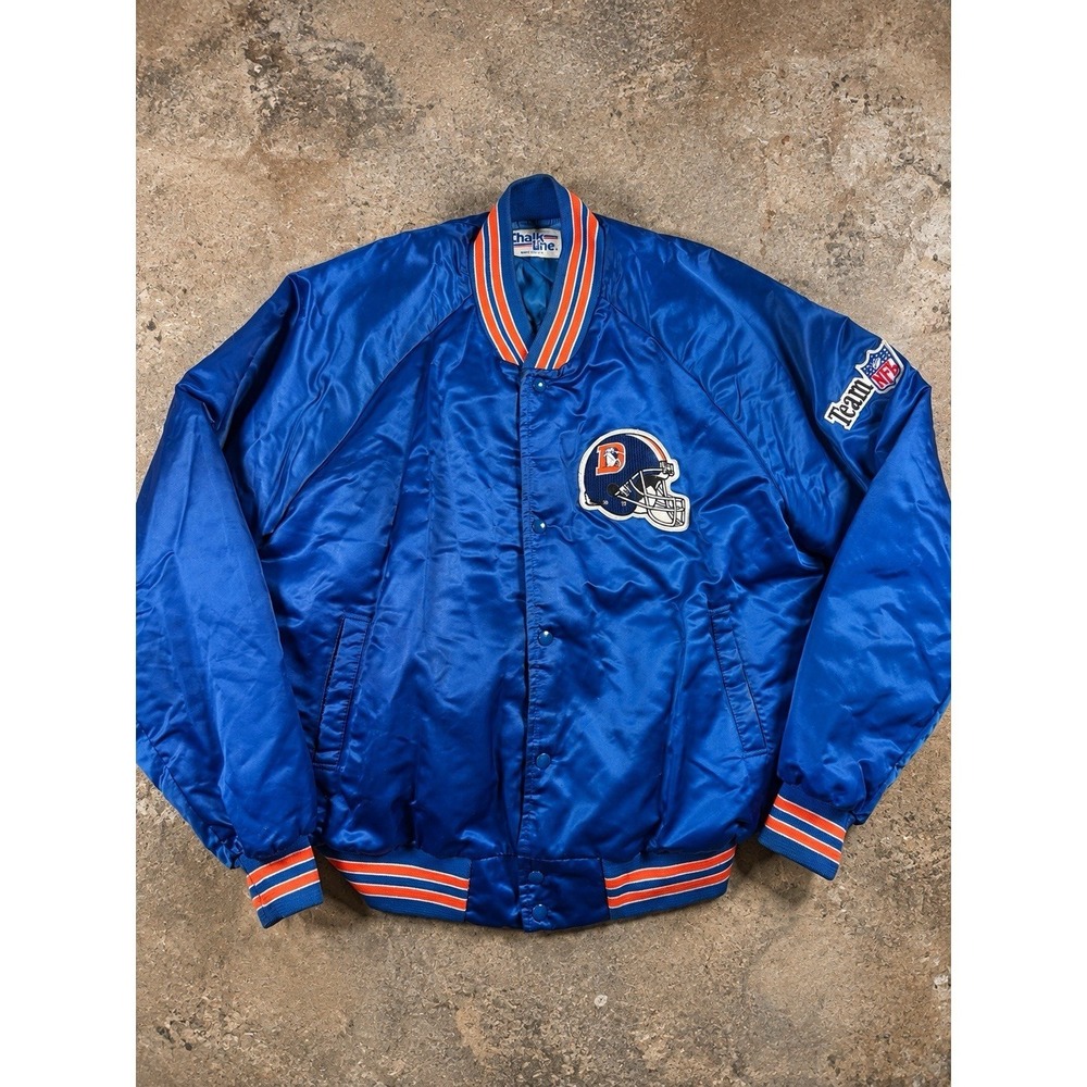 Vintage 80s Chalk Line Denver Broncos NFL Satin Jacket XL Spellout Made USA